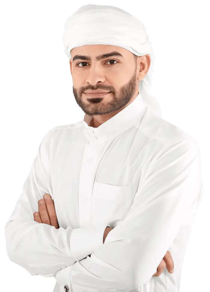 Handsome-young-muslim-male-in-traditional-Islamic-clothing-standing-in-front-of-financial-chart.png